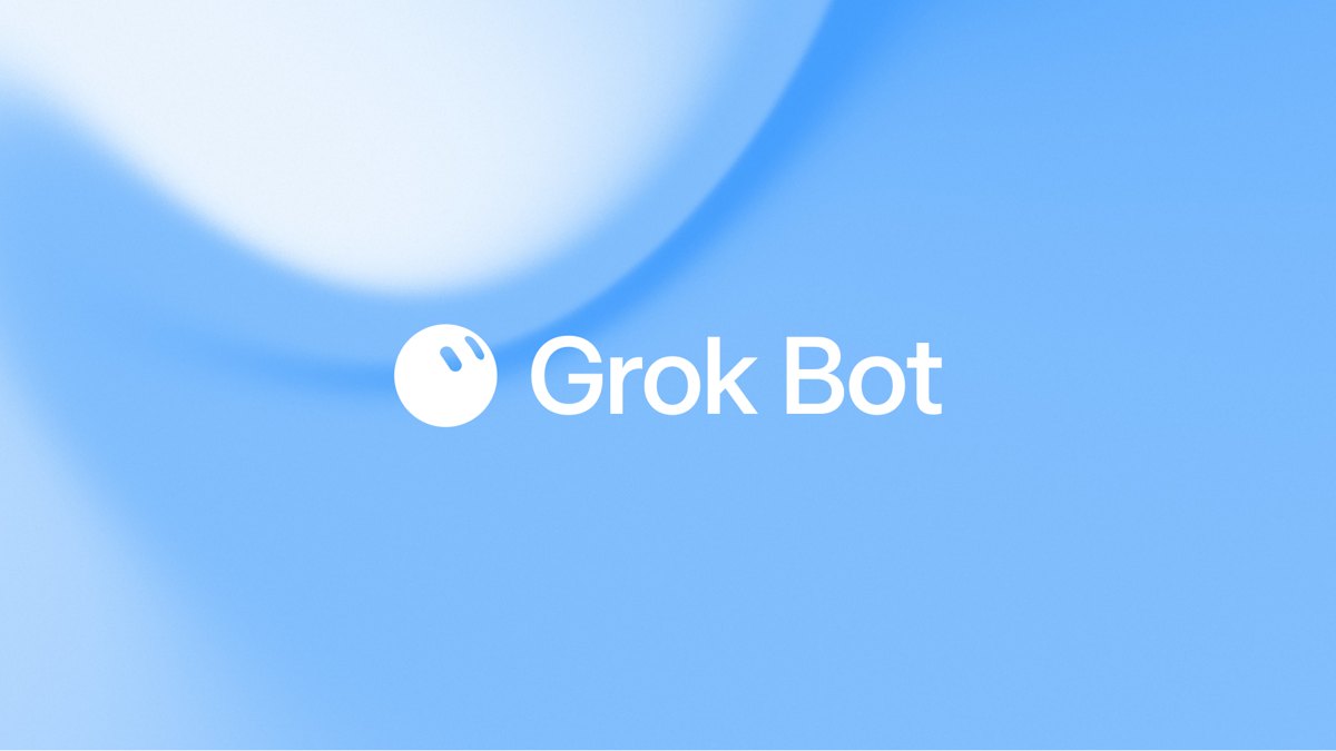 Grok Bot wordmark on its blue launch artwork
